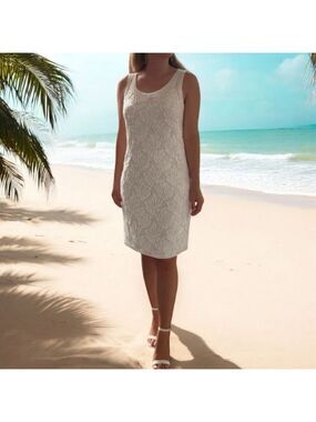 VTG LAURENCE KAZAR Beaded Ivory Dress & Jacket Size Large Petite 2nd Wedding